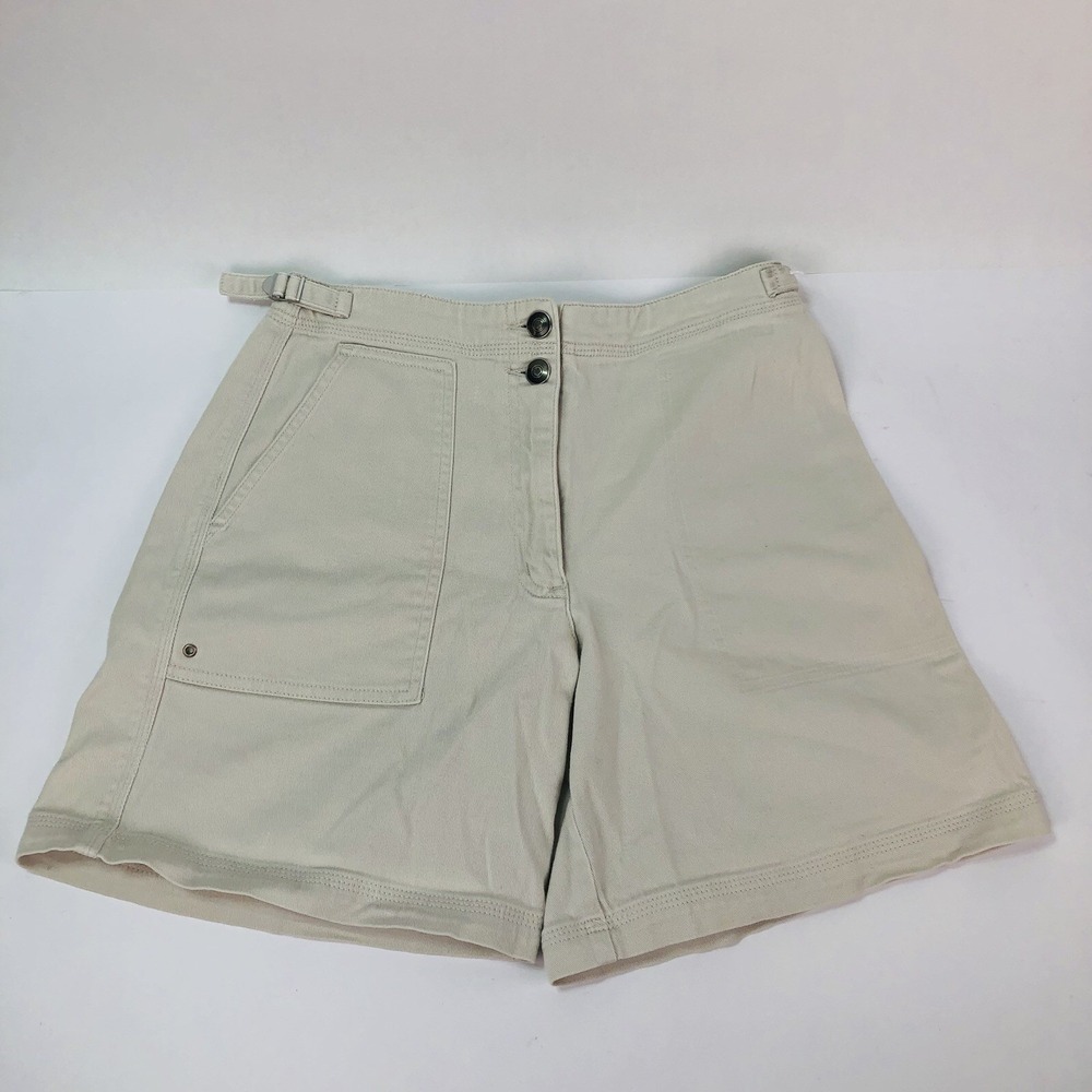Talbots Petites 2 Stretch Khaki Chino Shorts Beige Adjustable Waist Preppy